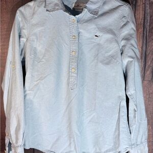 Vineyard Vines Chambray Pullover Blouse Light Denim Women’s Size 4